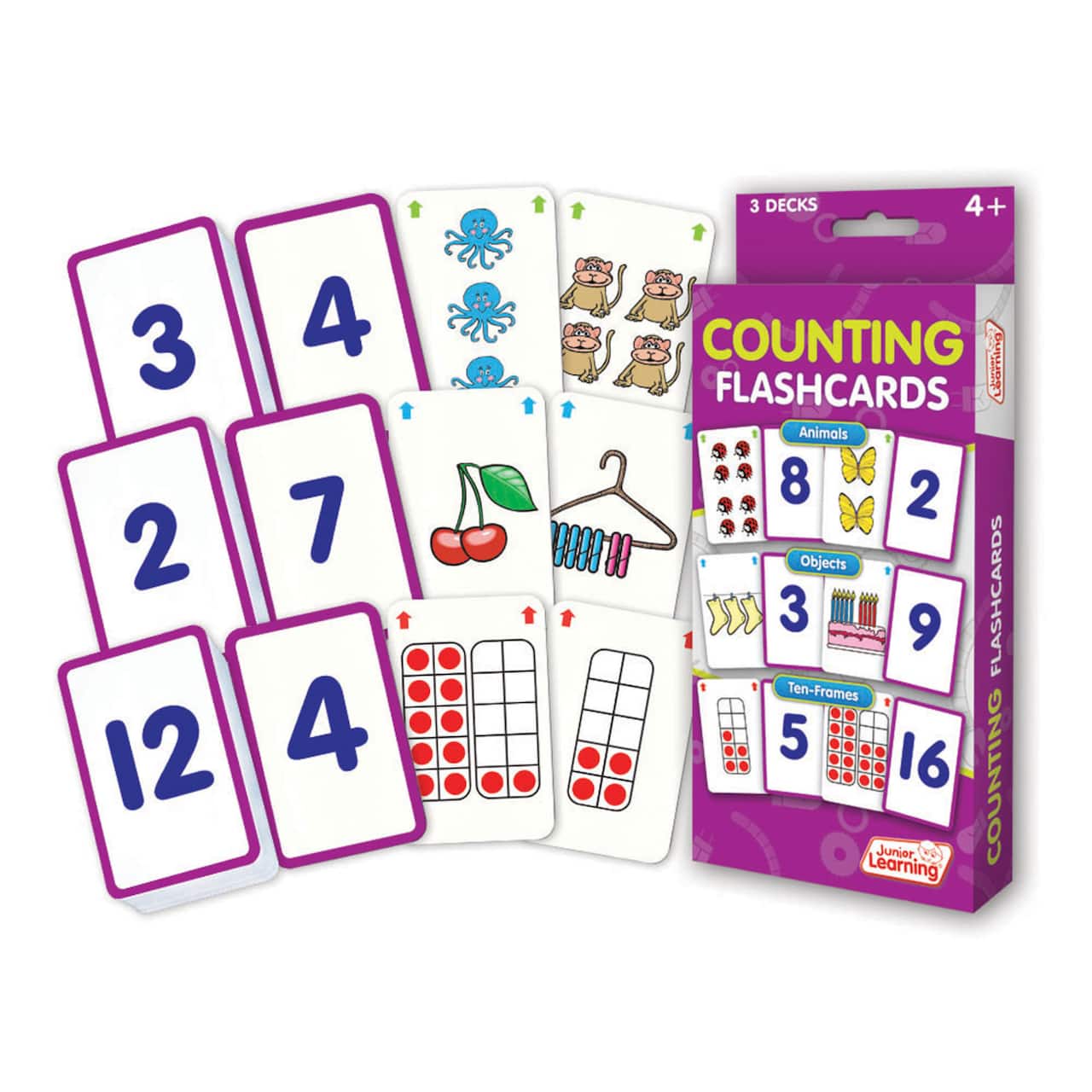 Junior Learning® Animals, Objects & Ten-Frames Counting Flashcards
